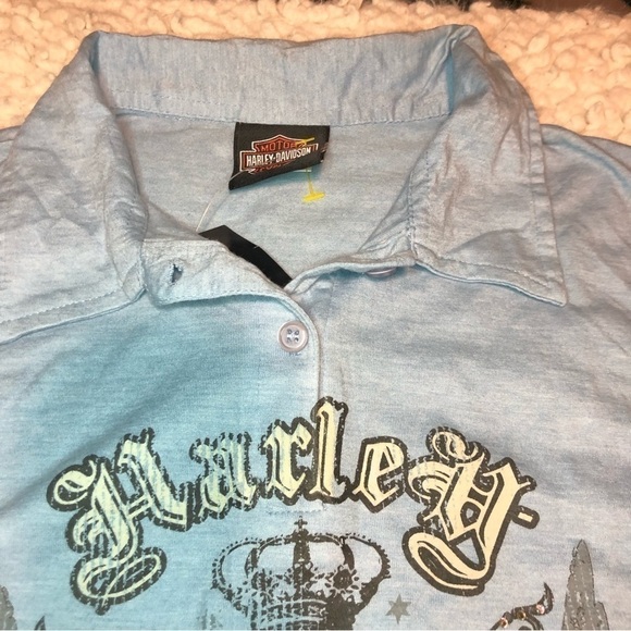 nwt Harley Davidson Live To Ride Stadium Blue Polo Natural Fade Graphic Large - Picture 3 of 9